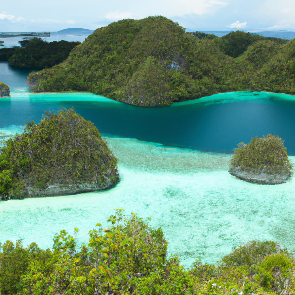 exploring - tropical paradise of Raja Ampat, pristine white sandy beaches, turquoise waters teeming with marine life, lush gr