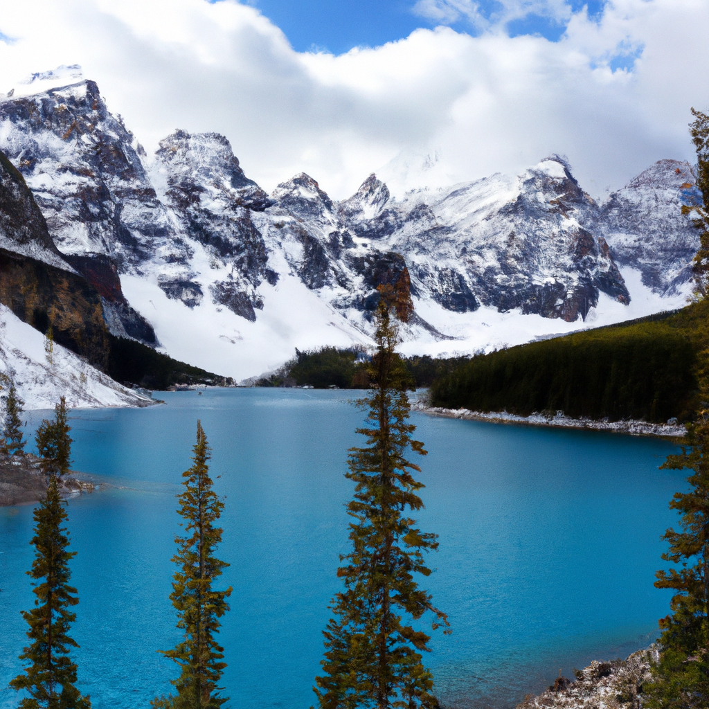 mustvisit - emerald waters of Moraine Lake surrounded by snow-capped mountains in Banff National Park