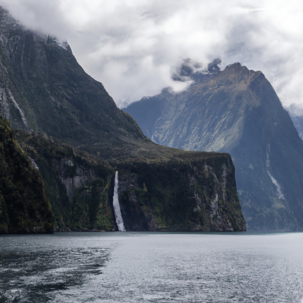 mustvisit - dramatic landscape of Milford Sound with towering cliffs and cascading waterfalls