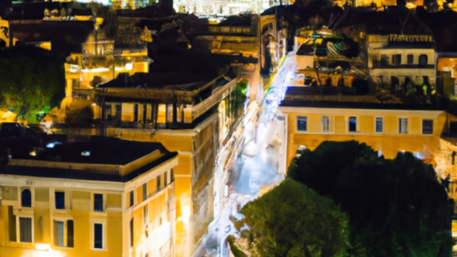 majestic Colosseum illuminated at night, bustling streets of Rome with outdoor cafes and historic buildings, Vatican City with St. Peter's Basilica and the Sistine Chapel, picturesque Roman Forum ruins with ancient columns and temples, colorful Trastevere neighborhood with narrow cobblestone streets and vibrant murals, vibrant Campo de' Fiori market with fresh produce and flowers, scenic Tiber River with historic bridges and riverside promenades