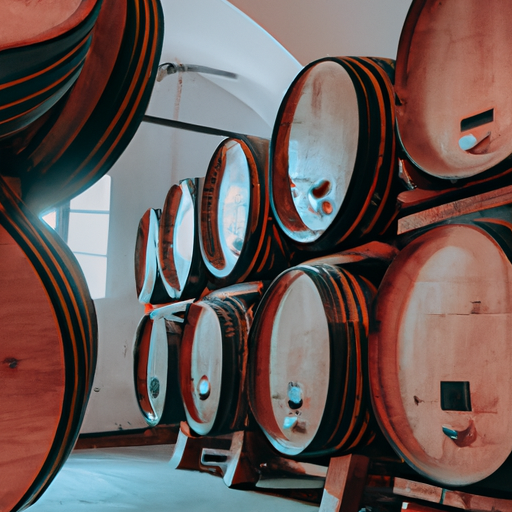 amazing - traditional balsamic vinegar production in Modena with wooden barrels and aging process, picturesque countryside of